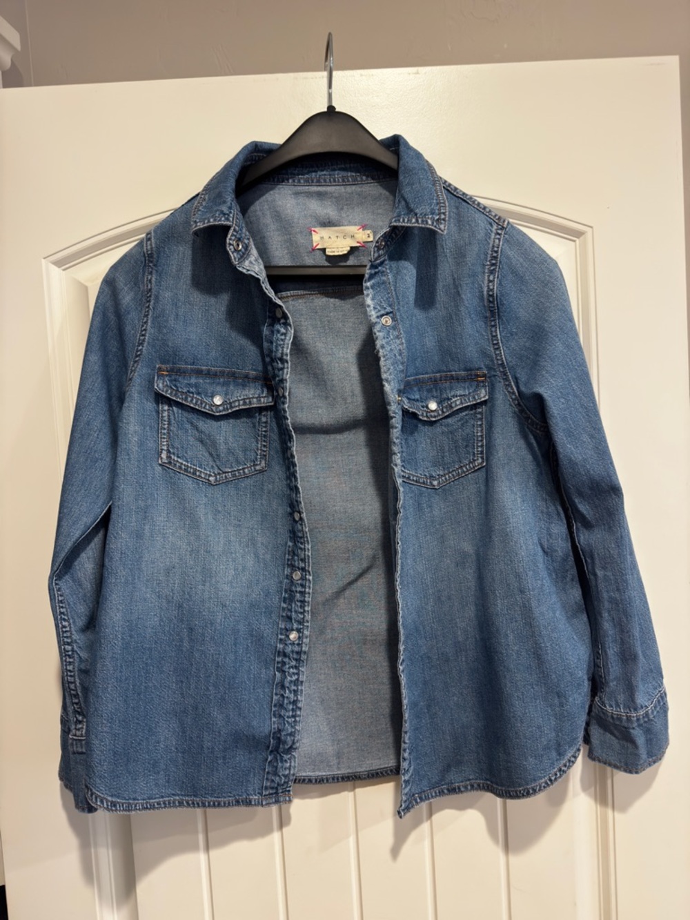 Hatch medium weight denim maternity shirt